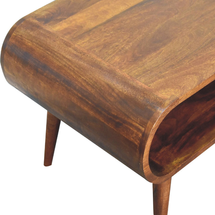 Open Chestnut Coffee Table, Nordic Legs, Dark Brown