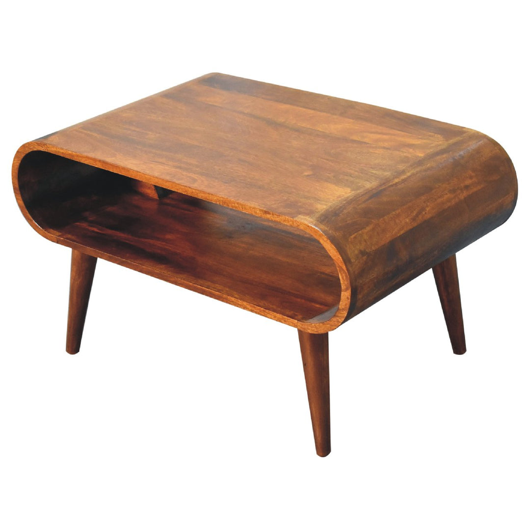 Open Chestnut Coffee Table, Nordic Legs, Dark Brown