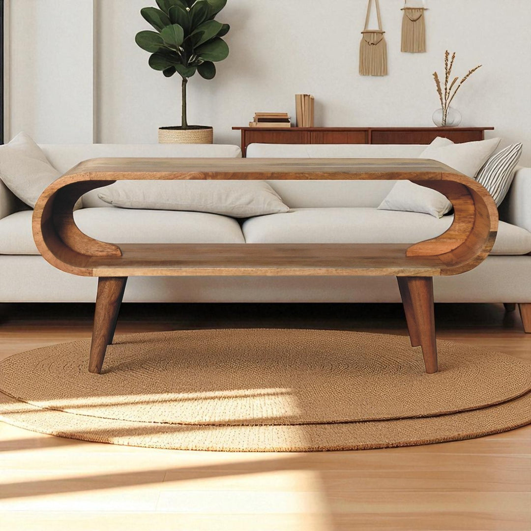Amaya Nordic Style Oak-ish Coffee Table, Nordic Lega, Open storage