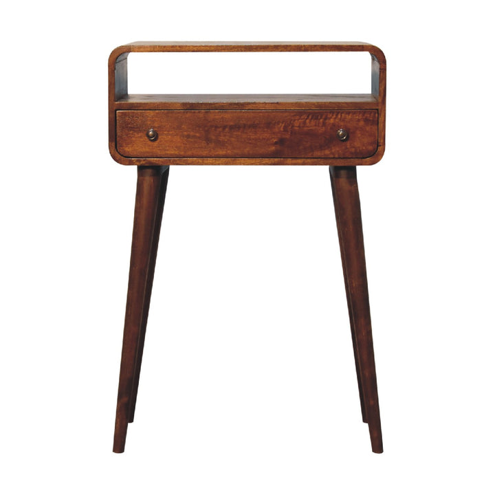 Solid Wood Chestnut Nordic Style One Drawer & One Open Slot Console Table