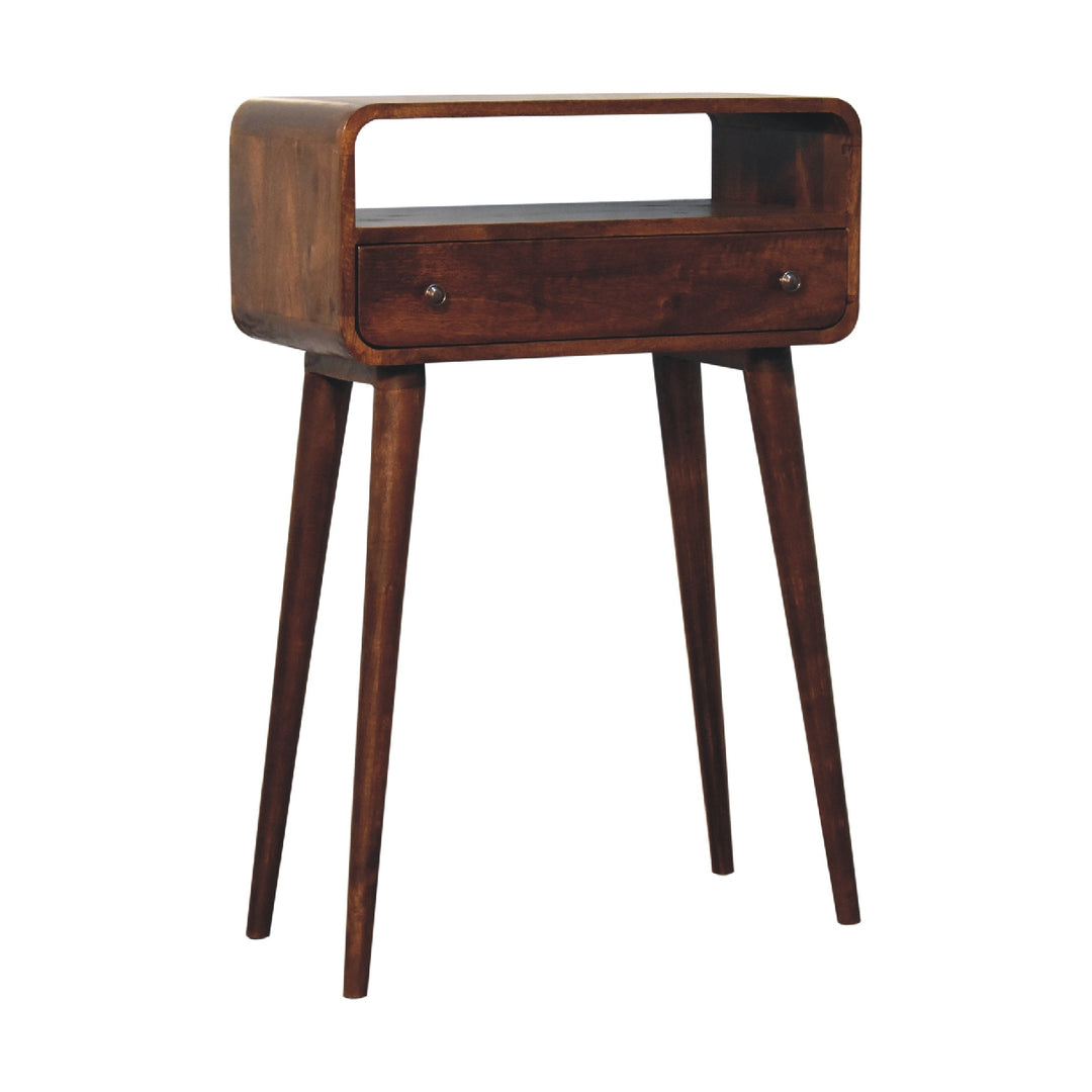 Solid Wood Chestnut Nordic Style One Drawer & One Open Slot Console Table