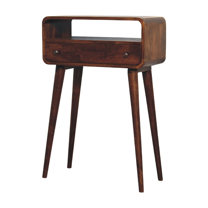 Solid Wood Chestnut Nordic Style One Drawer & One Open Slot Console Table