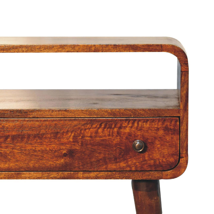 Solid Wood Chestnut Nordic Style One Drawer & One Open Slot Console Table