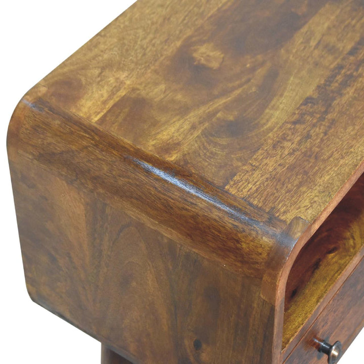 Solid Wood Chestnut Nordic Style One Drawer & One Open Slot Console Table