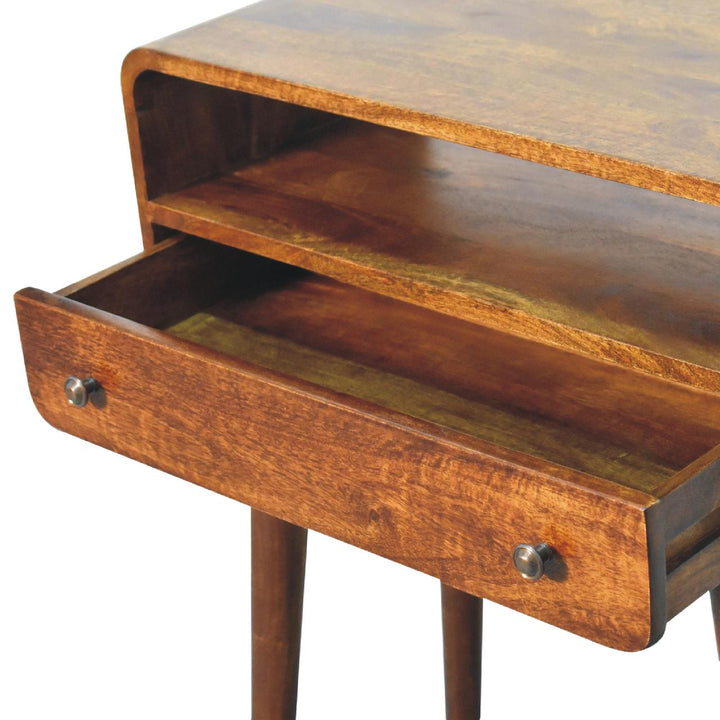 Solid Wood Chestnut Nordic Style One Drawer & One Open Slot Console Table