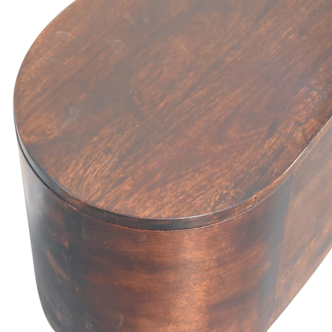 Solid Wood Light Rounded Lid-up Blanket Box, Walnut, Dark Brown
