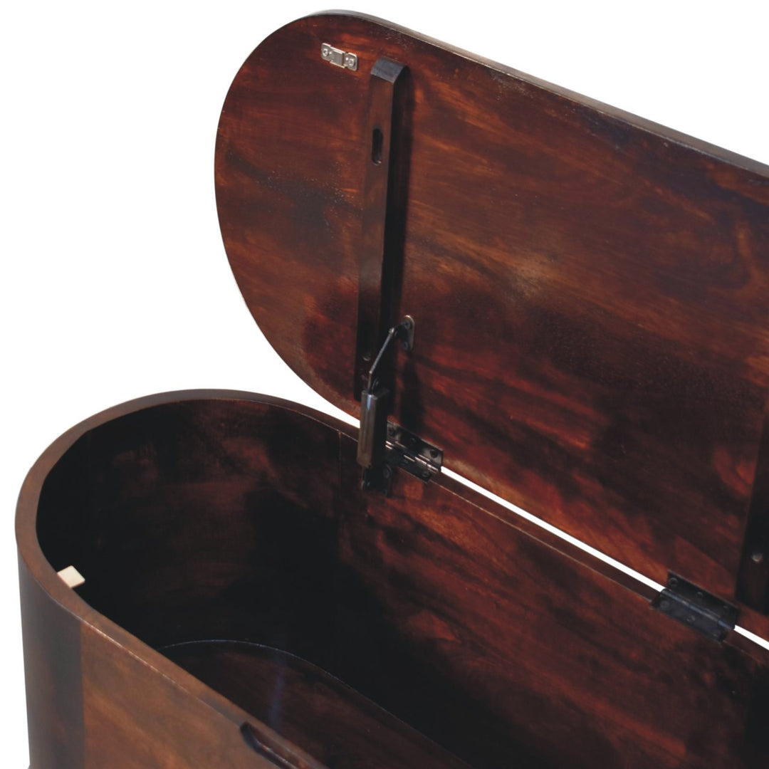 Solid Wood Light Rounded Lid-up Blanket Box, Walnut, Dark Brown