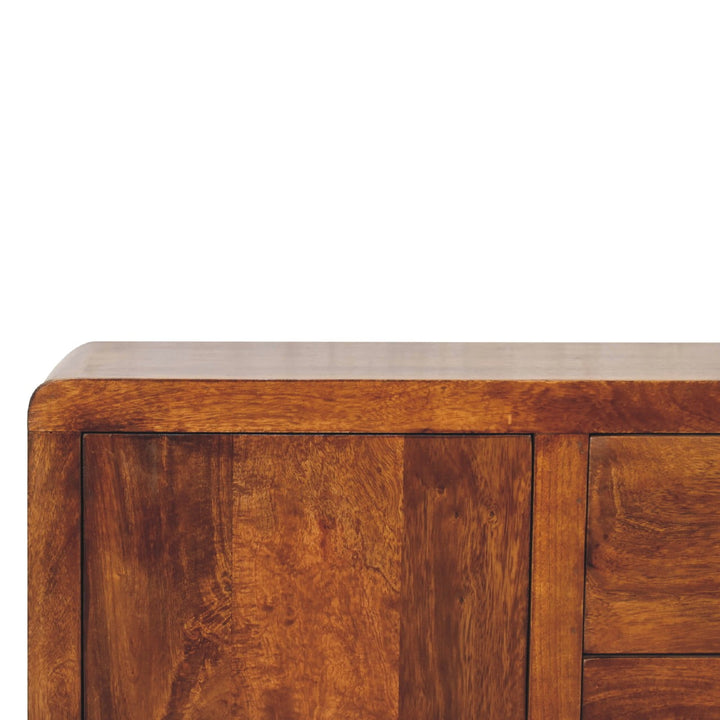 Solid Wood Aspen Cabinet, 2 Shelves, 4-Drawers, Brown