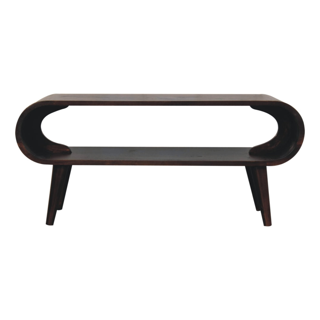 Solid Wood Amaya Light Walnut Coffee Table, Open Storage, Dark Brown