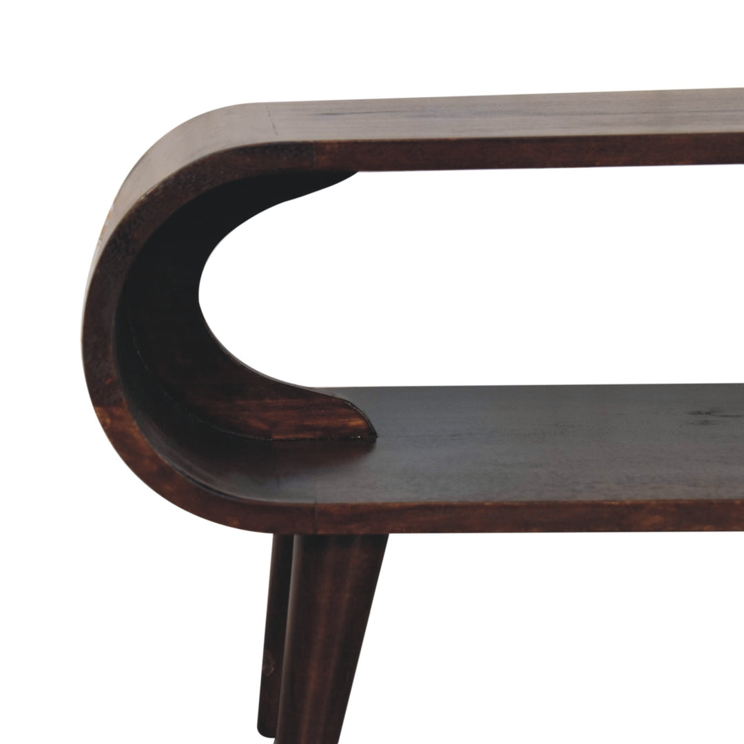 Solid Wood Amaya Light Walnut Coffee Table, Open Storage, Dark Brown