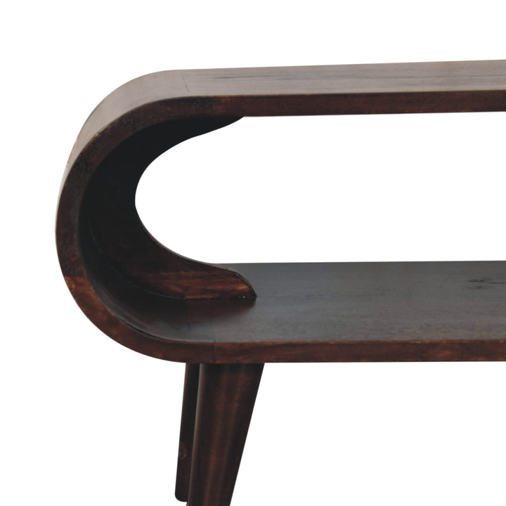 Solid Wood Amaya Light Walnut Coffee Table, Open Storage, Dark Brown