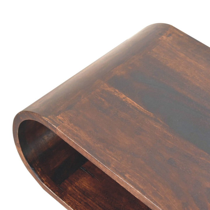 Solid Wood Amaya Light Walnut Coffee Table, Open Storage, Dark Brown