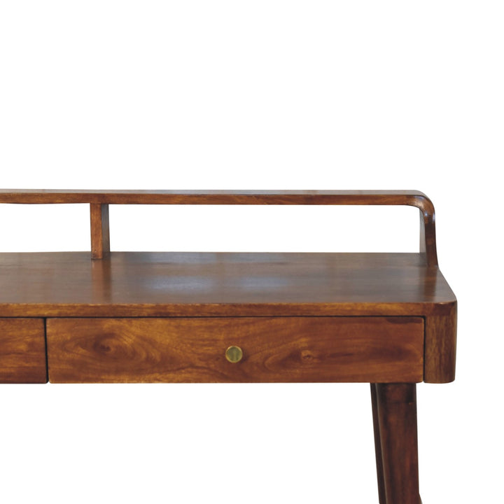 Elevated Chestnut Console Table, 2-Drawers, Nordic Legs, Dark Brown