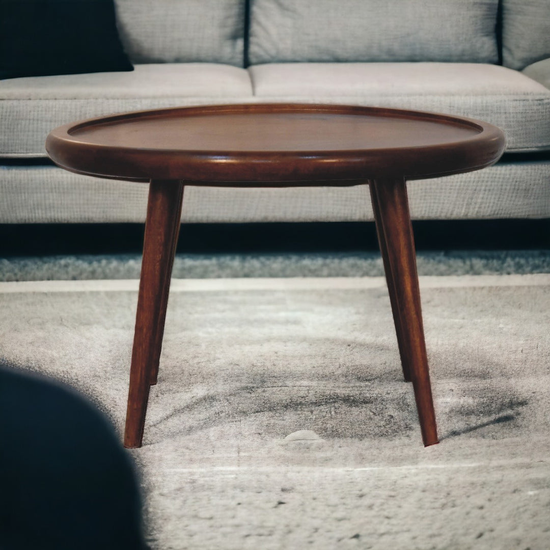 Solid Wood, Chestnut Plate Coffee Table, Dark Brown