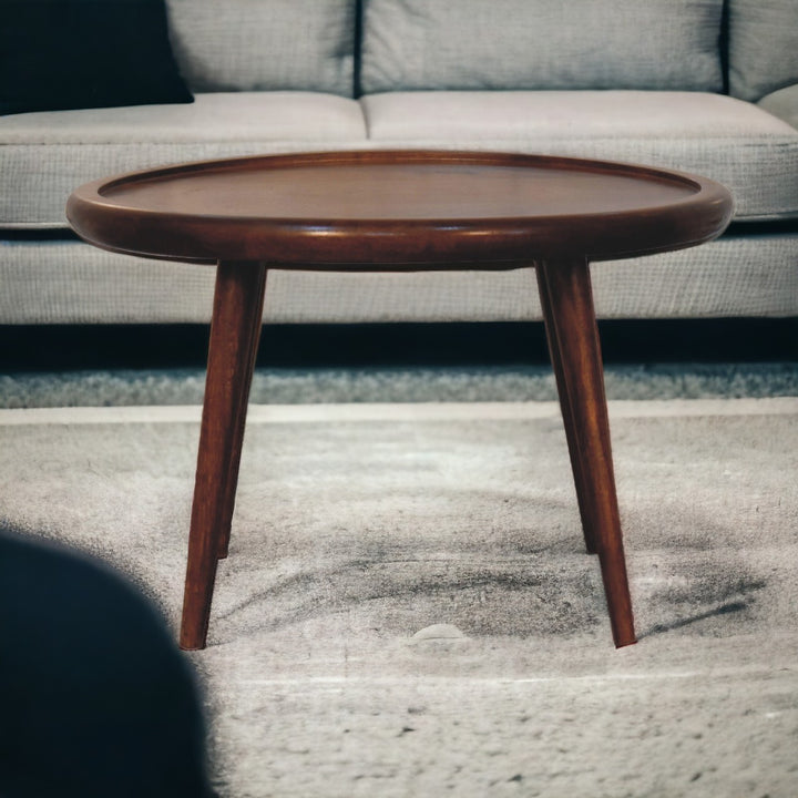 Solid Wood, Chestnut Plate Coffee Table, Dark Brown