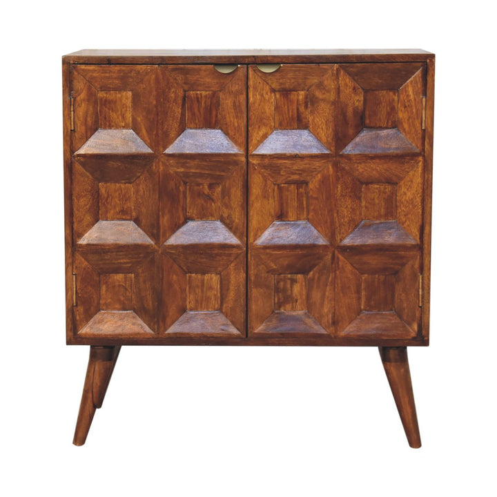 Solid Wood Quad Cabinet, 2-Shelves, Brown