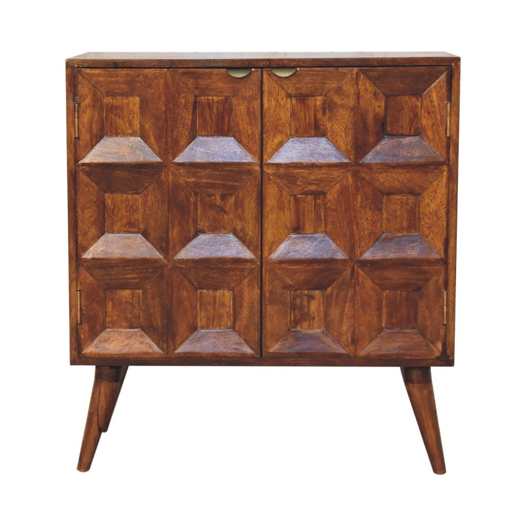 Solid Wood Quad Cabinet, 2-Shelves, Brown
