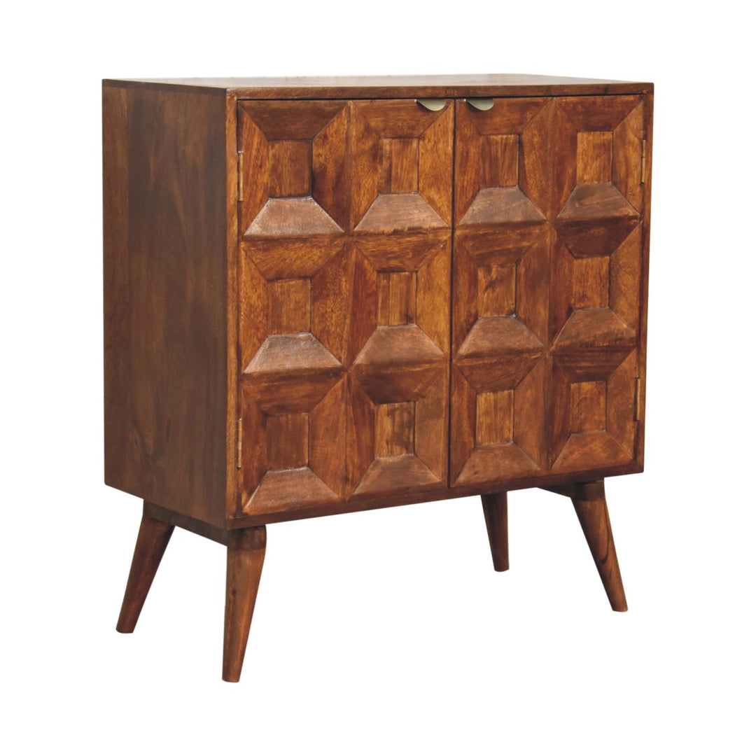 Solid Wood Quad Cabinet, 2-Shelves, Brown