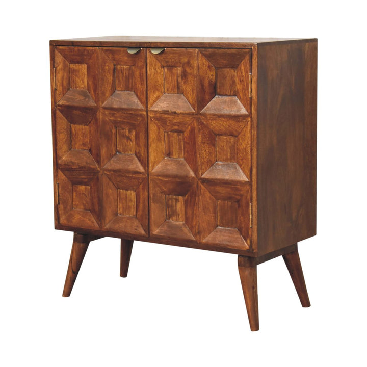 Solid Wood Quad Cabinet, 2-Shelves, Brown