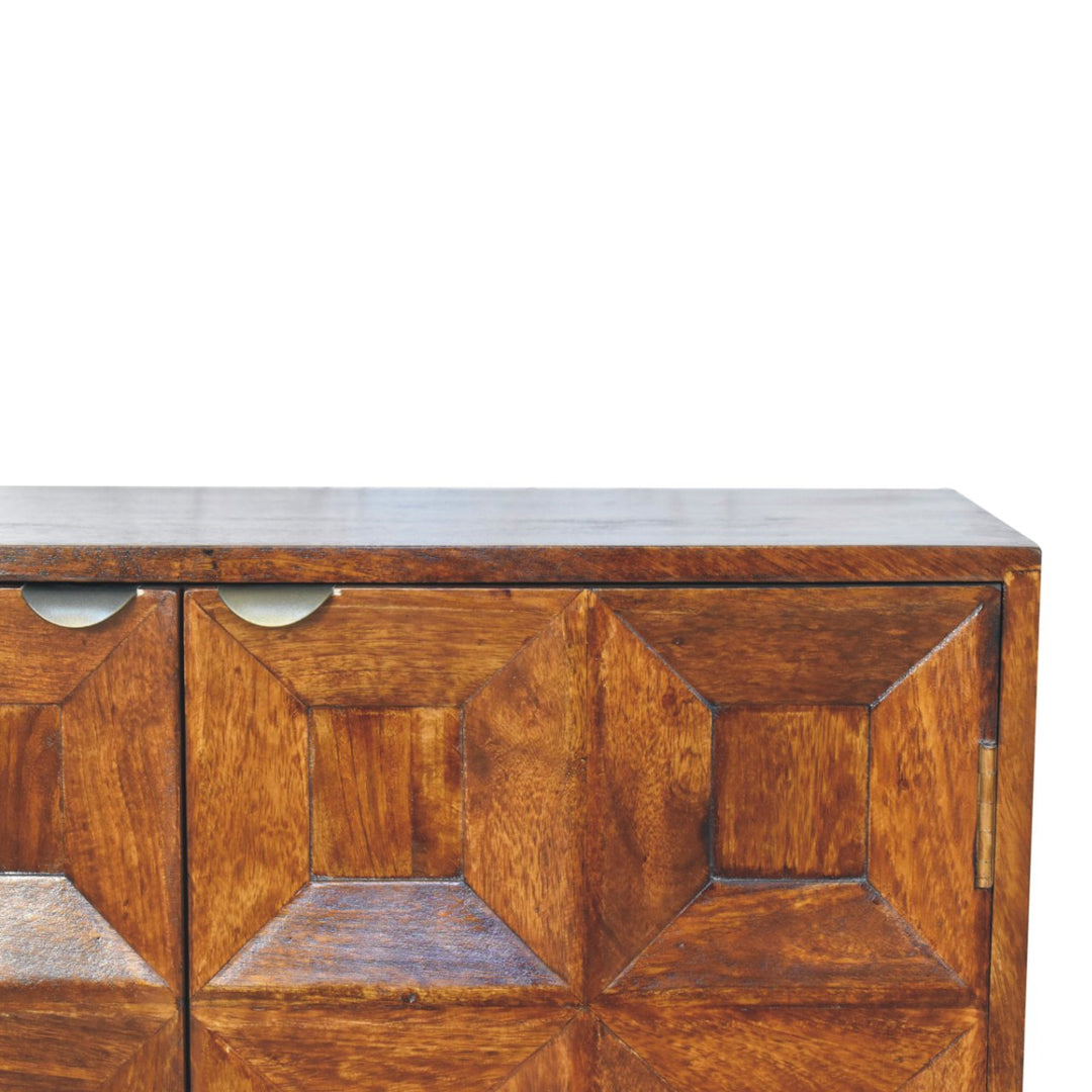 Solid Wood Quad Cabinet, 2-Shelves, Brown