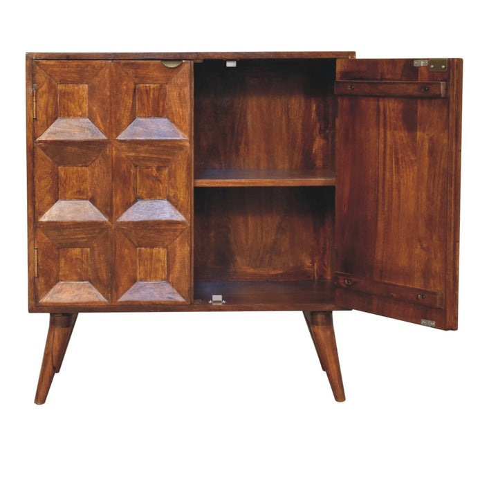 Solid Wood Quad Cabinet, 2-Shelves, Brown