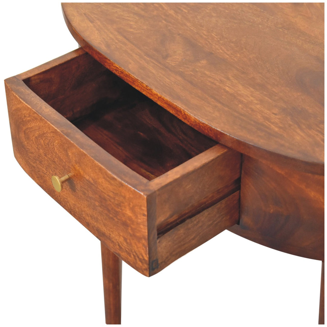 Solid Wood Backless Mounted Console, 1-Drawer, Chestnut, Brown
