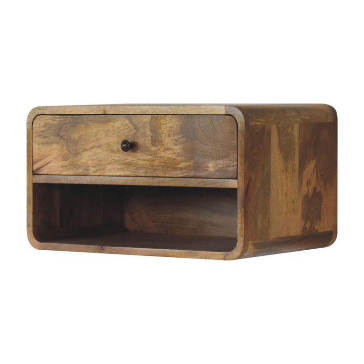 Solid Wood Large Floating Curve Open Slot Bedside