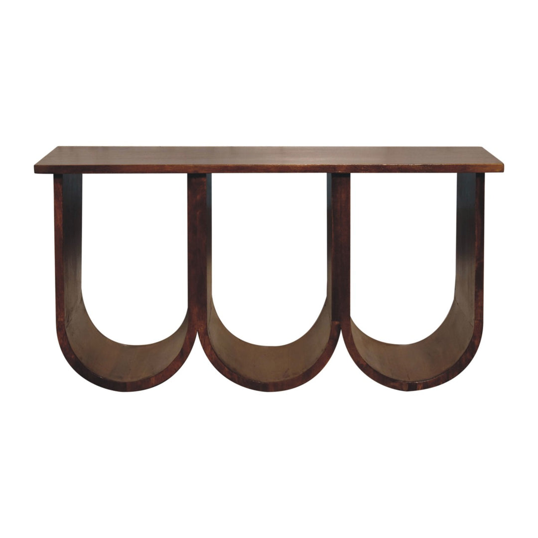 Solid Wood Triple Open Style Coffee Table, Chestnut, Dark Brown