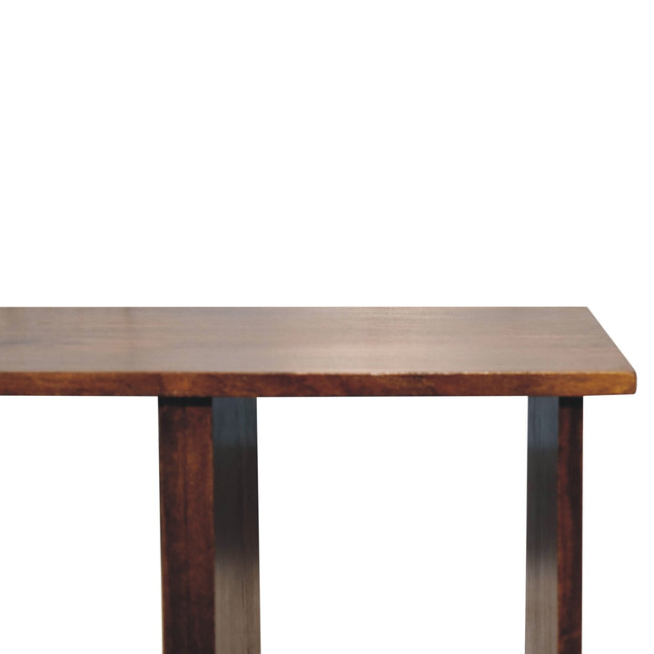 Solid Wood Triple Open Style Coffee Table, Chestnut, Dark Brown