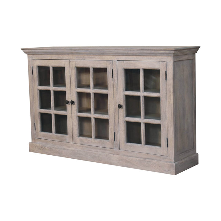 Solid Wood Stone Wash Triple Glazed Cabinet, Beige