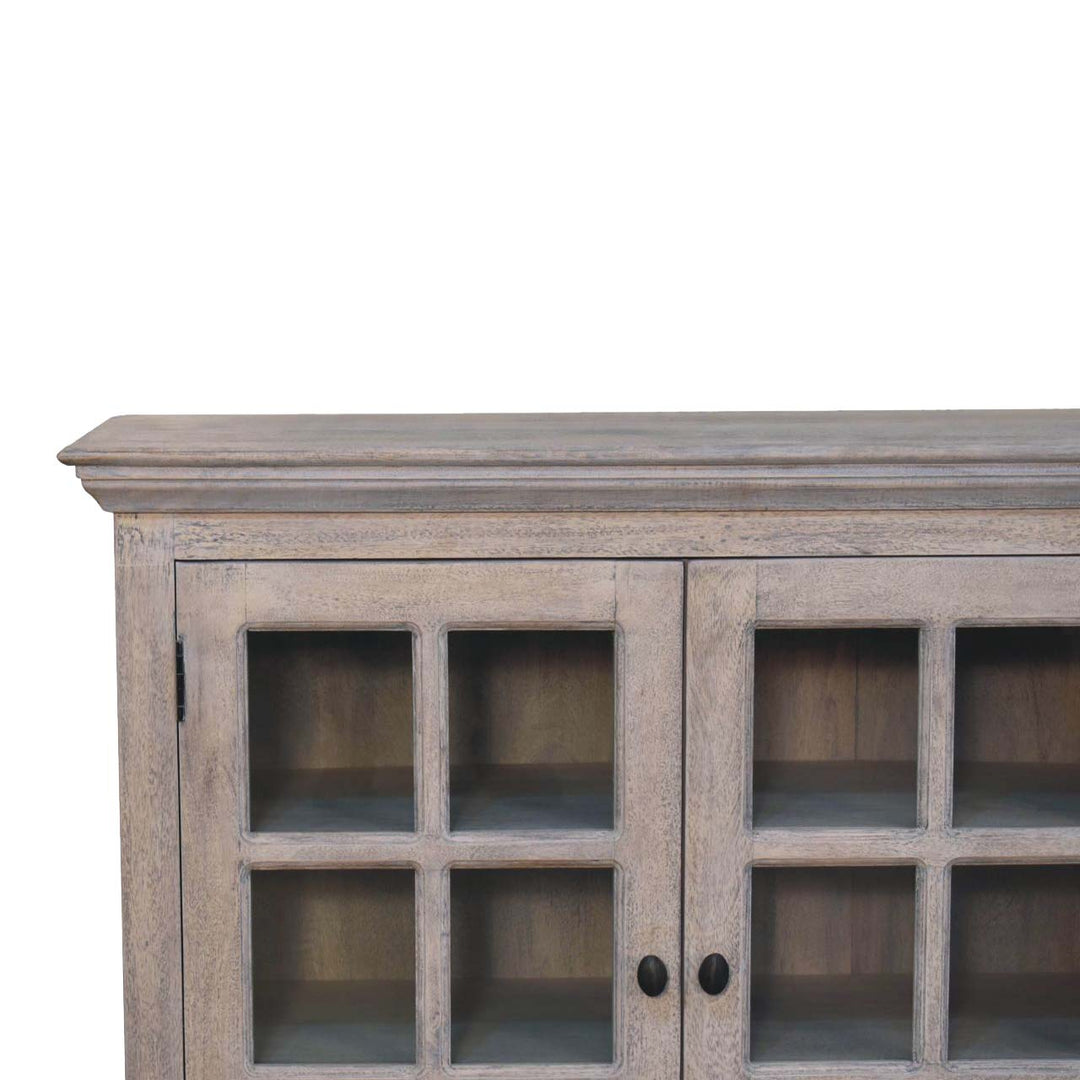 Solid Wood Stone Wash Triple Glazed Cabinet, Beige