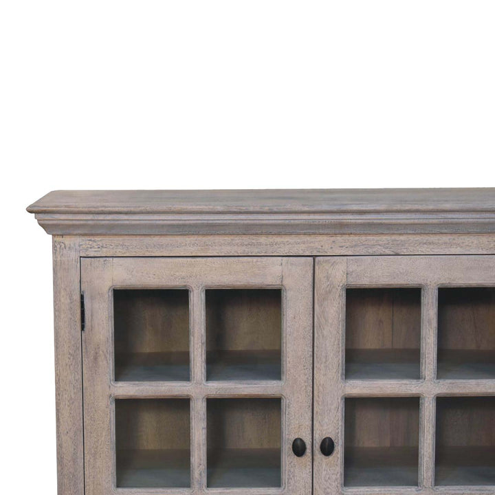 Solid Wood Stone Wash Triple Glazed Cabinet, Beige