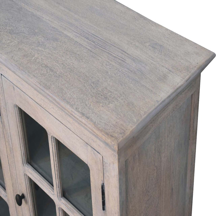 Solid Wood Stone Wash Triple Glazed Cabinet, Beige