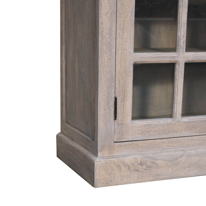 Solid Wood Stone Wash Triple Glazed Cabinet, Beige