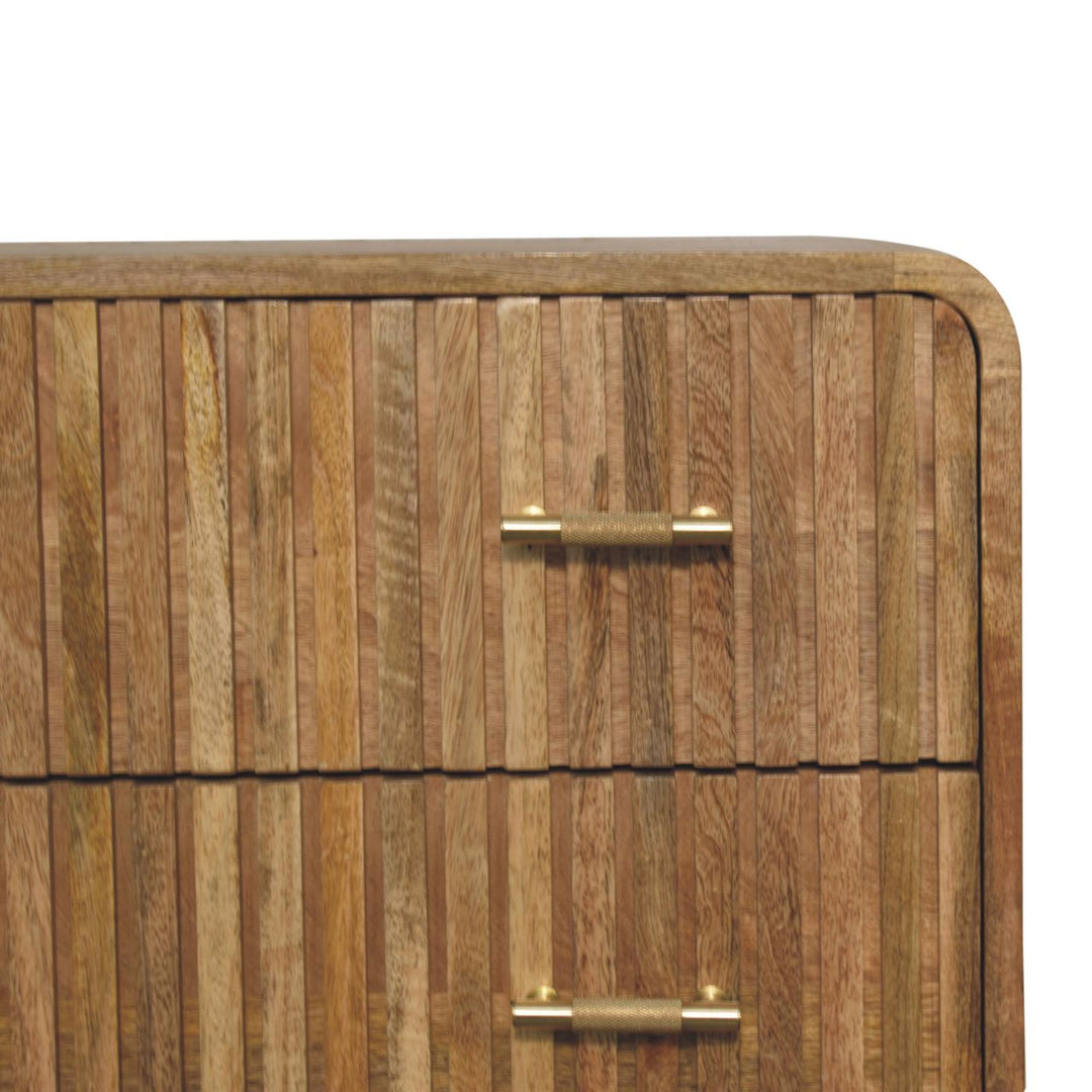 T-bar Ridged Chest, 3-Drawers, Light Brown