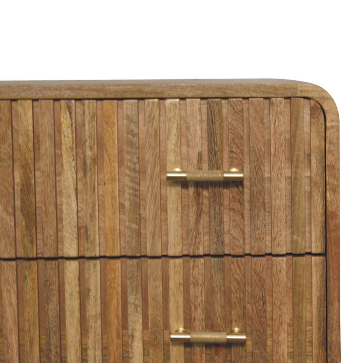 T-bar Ridged Chest, 3-Drawers, Light Brown