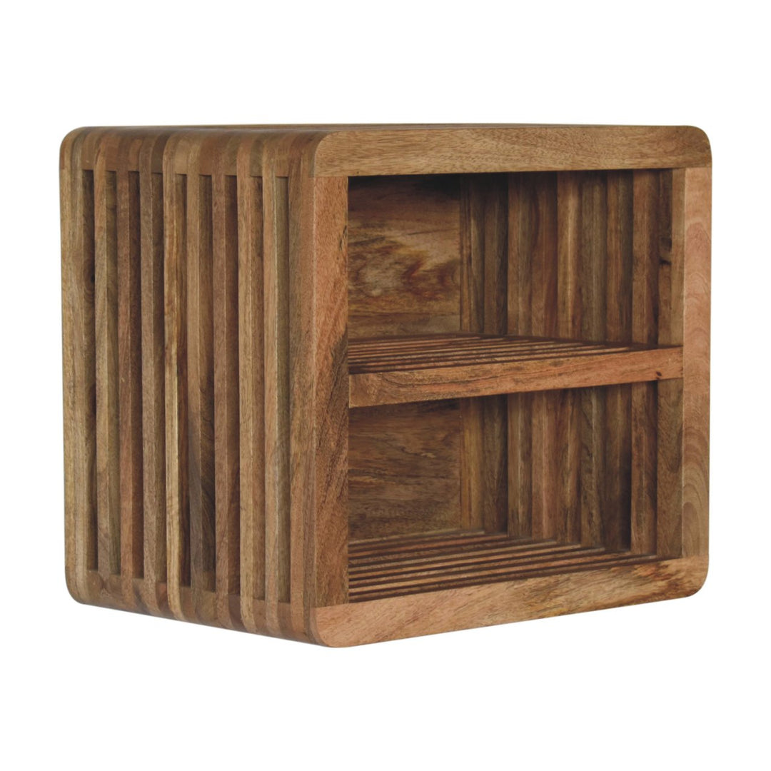 Solid Wood Soba Wall Mounted Bedside, 2-Drawers, Brown
