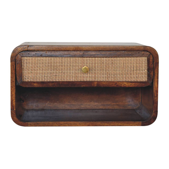 Solid Wood Chestnut Wall-Mounted Open Woven Bedside