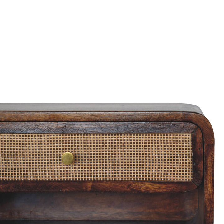 Solid Wood Chestnut Wall-Mounted Open Woven Bedside