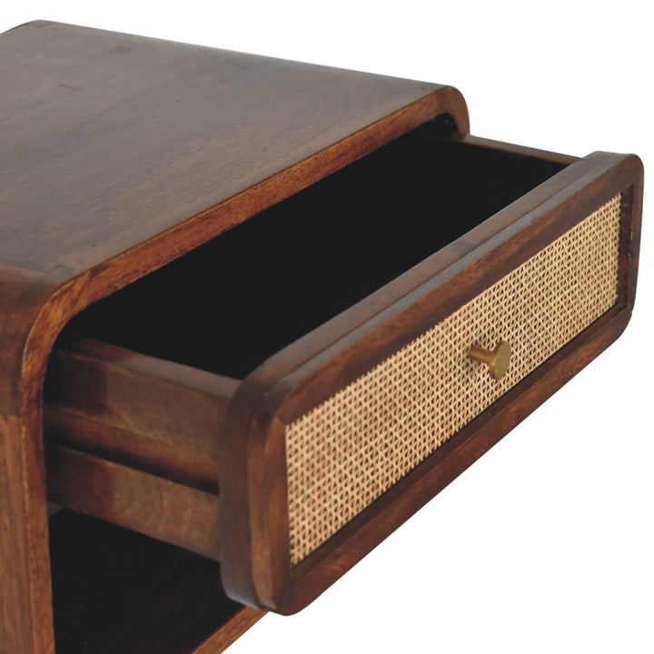 Solid Wood Chestnut Wall-Mounted Open Woven Bedside