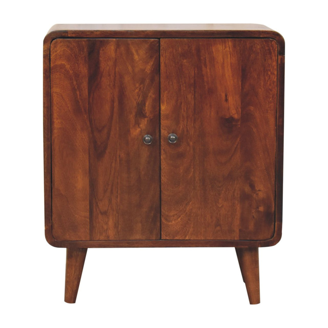 Solid Wood Mini Classic Cabinet, 2-Shelves, Chestnut, Brown