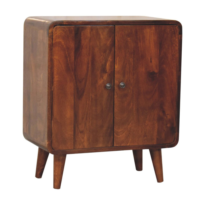 Solid Wood Mini Classic Cabinet, 2-Shelves, Chestnut, Brown