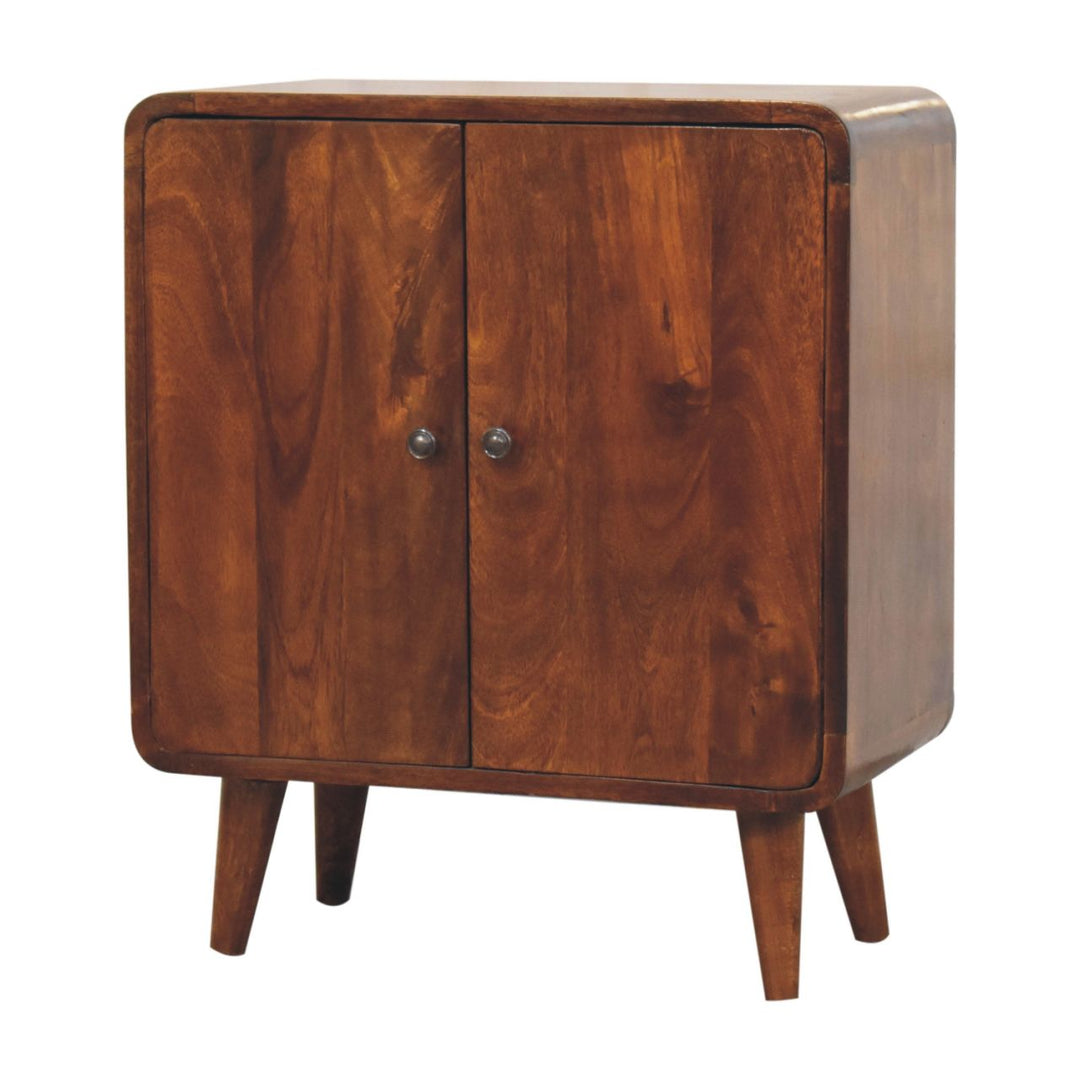 Solid Wood Mini Classic Cabinet, 2-Shelves, Chestnut, Brown