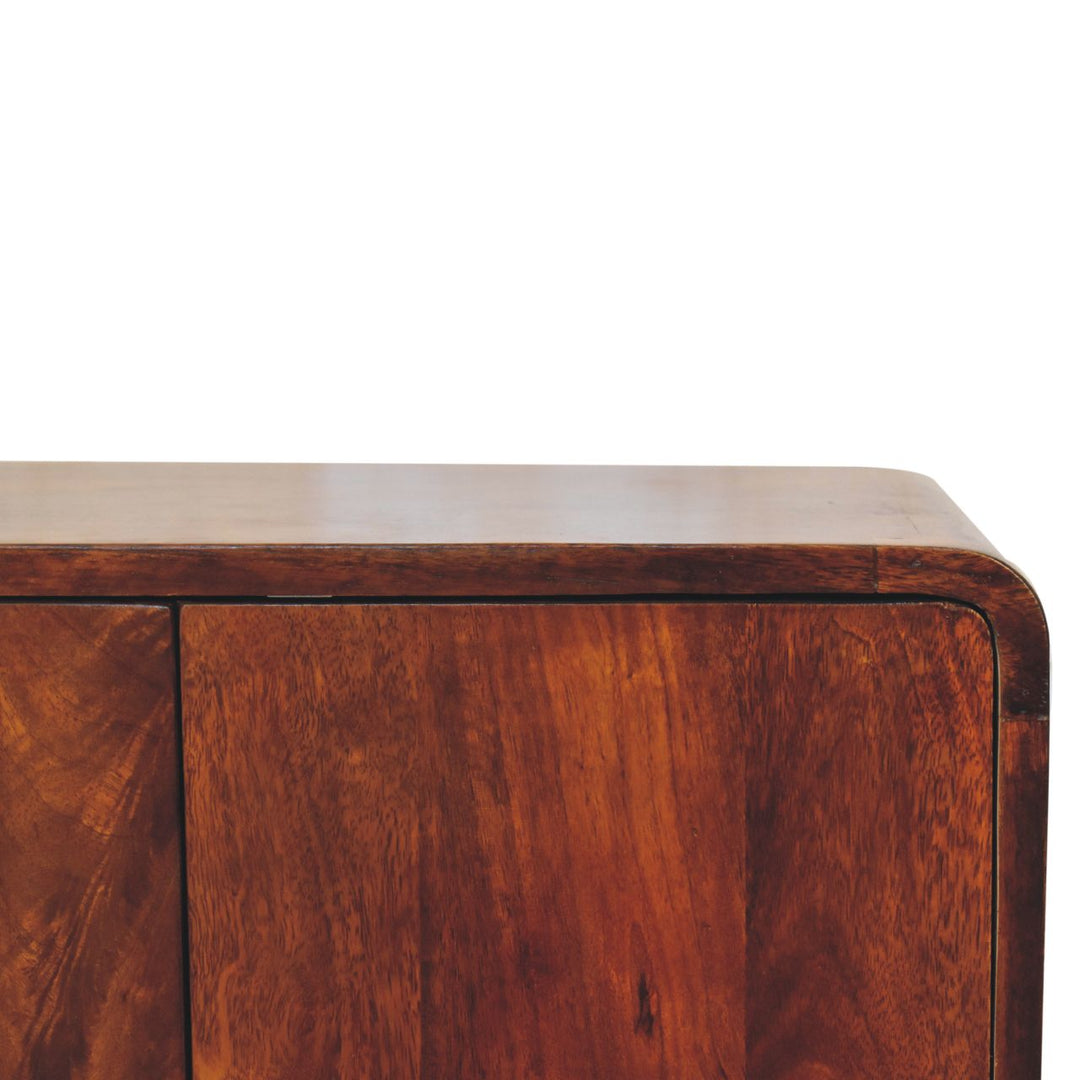 Solid Wood Mini Classic Cabinet, 2-Shelves, Chestnut, Brown