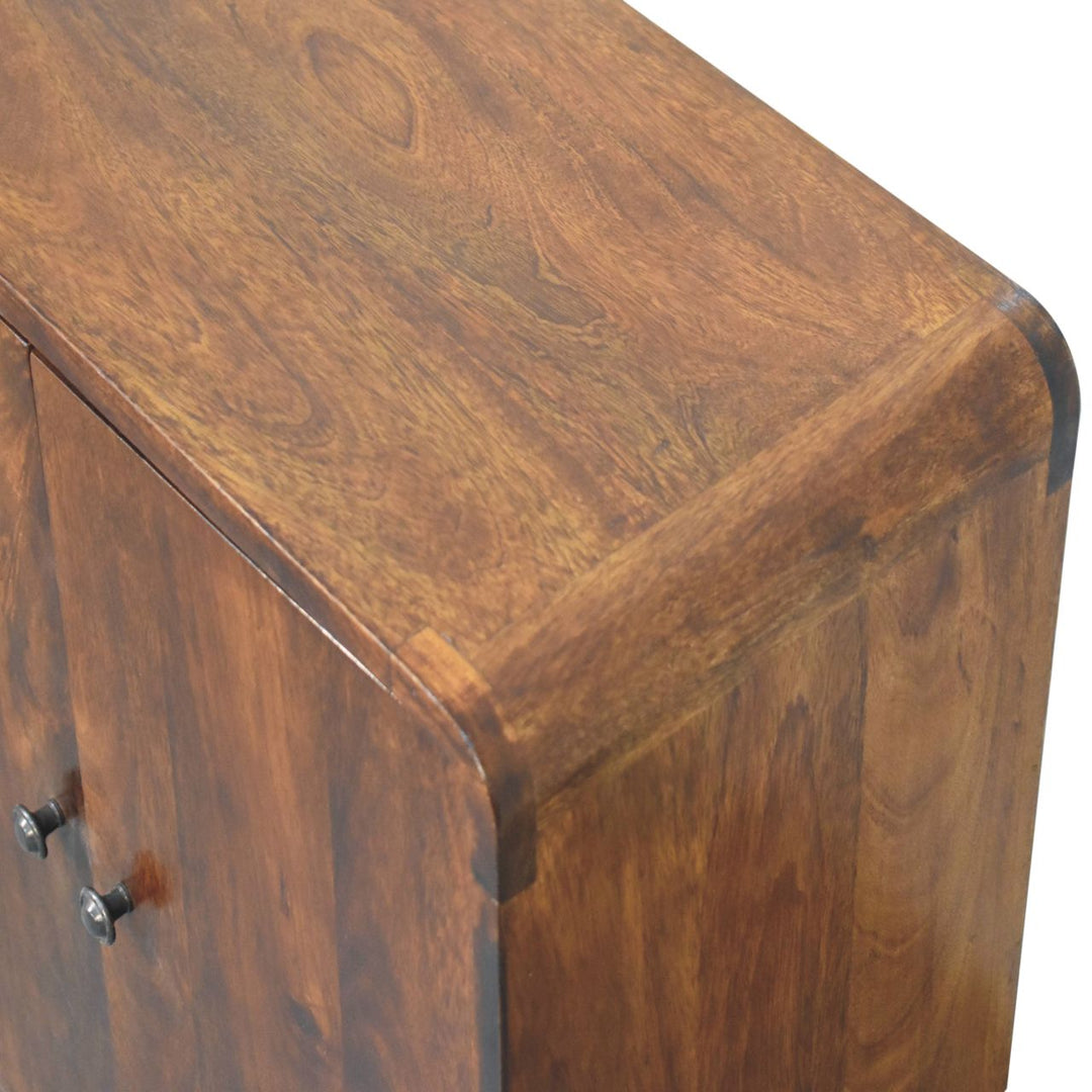Solid Wood Mini Classic Cabinet, 2-Shelves, Chestnut, Brown