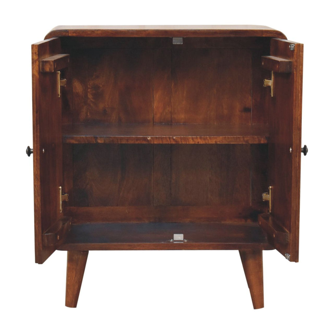 Solid Wood Mini Classic Cabinet, 2-Shelves, Chestnut, Brown