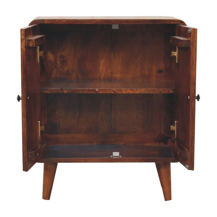 Solid Wood Mini Classic Cabinet, 2-Shelves, Chestnut, Brown