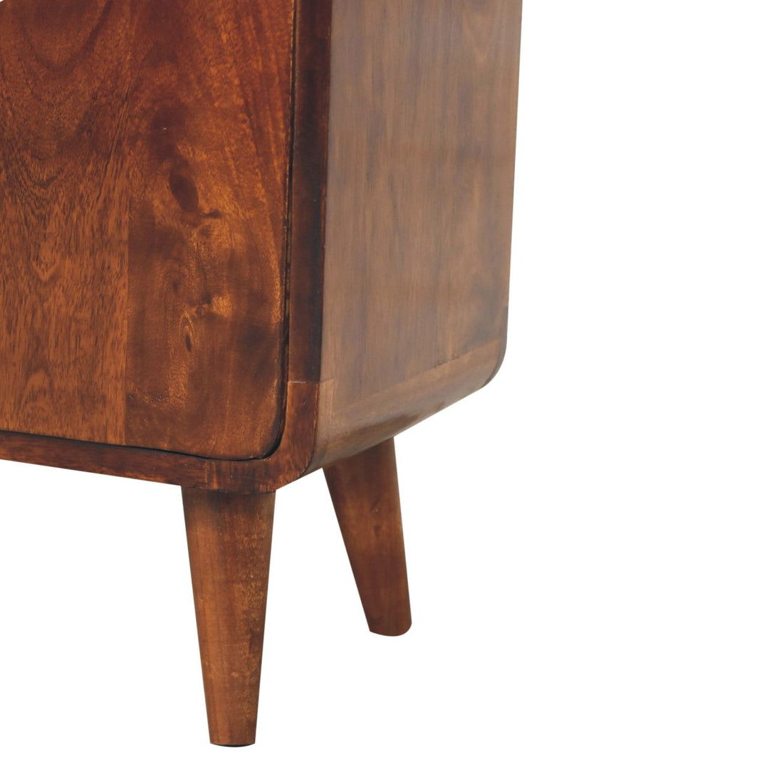 Solid Wood Mini Classic Cabinet, 2-Shelves, Chestnut, Brown