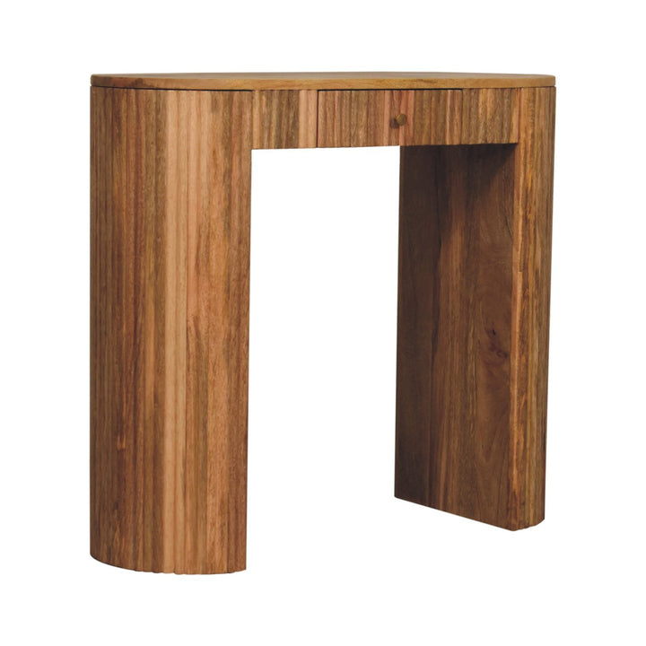 Solid Wood Soba Straight Console Table, 1-Drawer, Light Brown