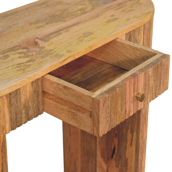 Solid Wood Soba Straight Console Table, 1-Drawer, Light Brown